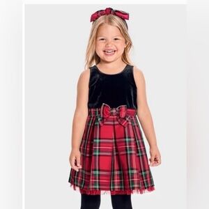 The Children’s Place Plaid Velour Fit And Flare Christmas Dress Girls Toddler 5